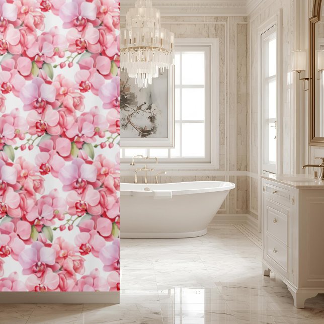 Cortina Para Box Elegant Pink Orchids Shower Curtain (Criador carregado)