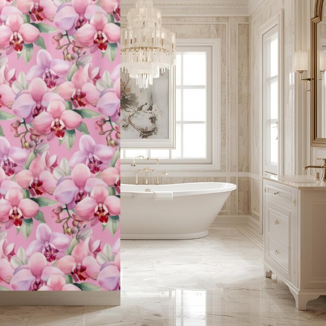 Cortina Para Box Elegant Pink Orchids Shower Curtain (Criador carregado)