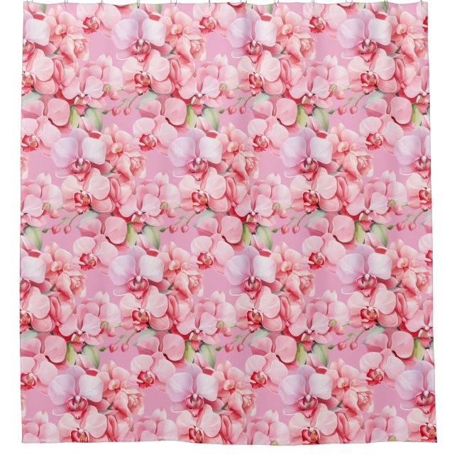 Cortina Para Box Elegant Pink Orchids Shower Curtain (Frente)