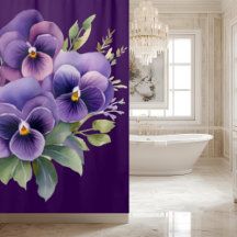 Elegant Purple Pansy Shower Curtain