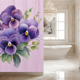 Cortina Para Box Elegant Purple Pansy Shower Curtain