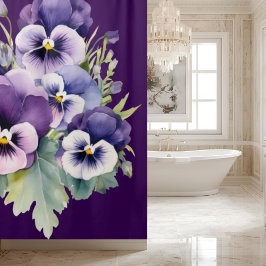 Cortina Para Box Elegant Purple Pansy Shower Curtain