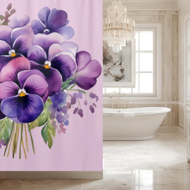 Cortina Para Box Elegant Purple Pansy Shower Curtain (Criador carregado)