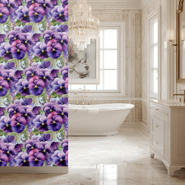 Cortina Para Box Elegant Purple Pansy Shower Curtain