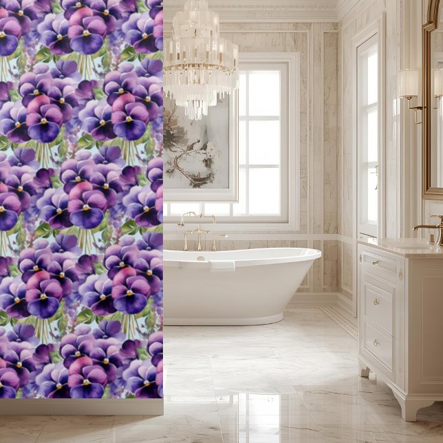 Cortina Para Box Elegant Purple Pansy Shower Curtain (Criador carregado)