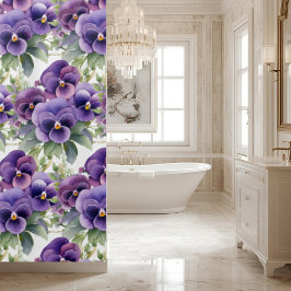 Cortina Para Box Elegant Purple Pansy Shower Curtain