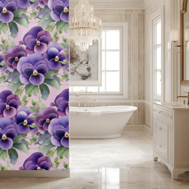 Cortina Para Box Elegant Purple Pansy Shower Curtain (Criador carregado)