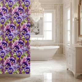 Cortina Para Box Elegant Purple Pansy Shower Curtain
