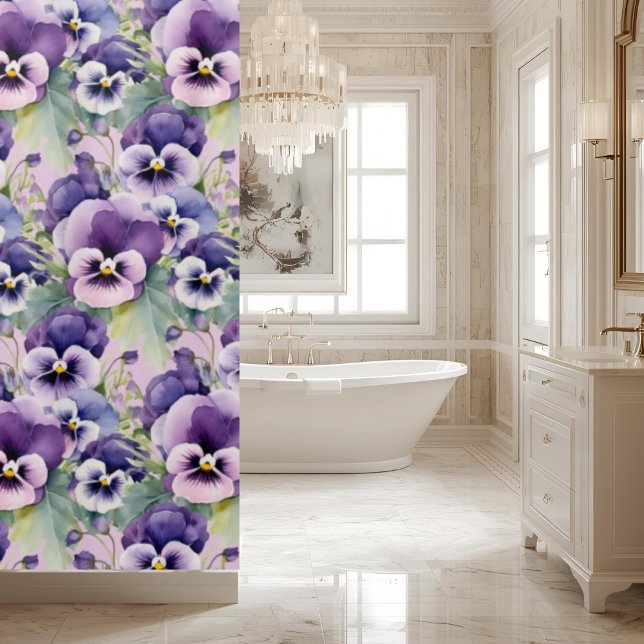 Cortina Para Box Elegant Purple Pansy Shower Curtain (Criador carregado)