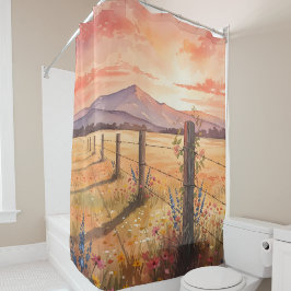 Cortina Para Box Elegant Sunset Wildflower Scene