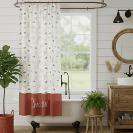 Cortina Para Box Elegant Watercolor Woodland Winterberry Pattern