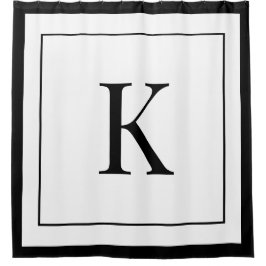 Cortina Para Box Elegant White & Black Initial Monogram 
