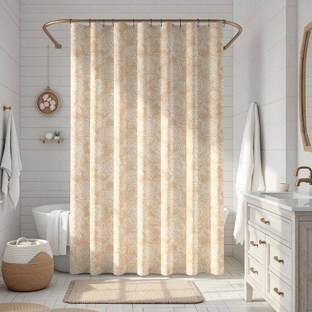 Cortina Para Box Elegant White Rose Floral (Criador carregado)