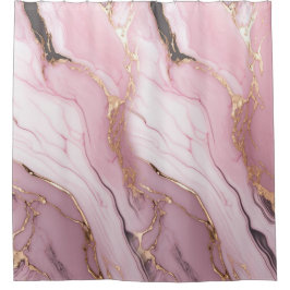 Cortina Para Box Elegante Abstrato Boêmio Rosa e Dourado