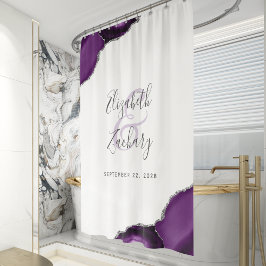 Cortina Para Box Elegante Ágata Roxa Prata Casamento Recém-Casados