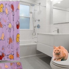 Cortina Para Box Elegante Bath Cat Lover