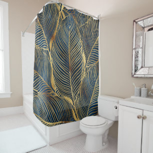 Cortina Para Box Elegante Blue Leaf Design