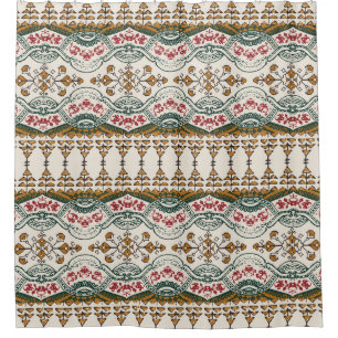 Cortina Para Box Elegante Borda Floral de Boho Étnica