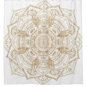 Cortina Para Box Elegante, branco e Dourado, Design de desenho da m