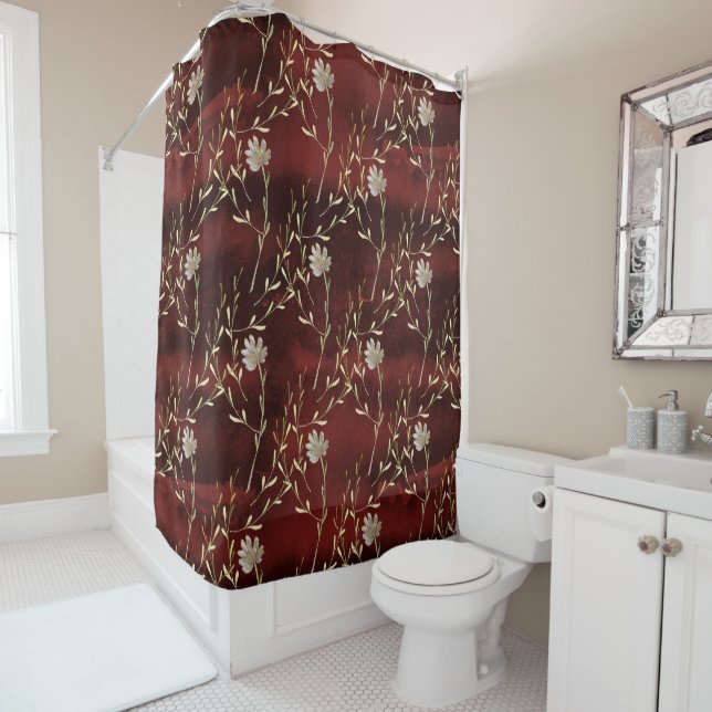 Cortina Para Box Elegante Burgundy Floral (In Situ)