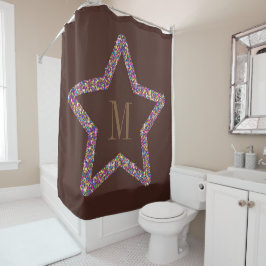 Cortina Para Box Elegante monograma brilhante de estrela marrom