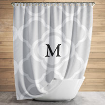 Elegante Monograma Cinza Quatrefoil