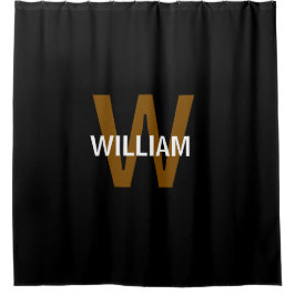 Cortina Para Box Elegante Monograma de nome Preto e Branco