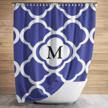 Elegante Monograma de Padrão Azul-Marinho