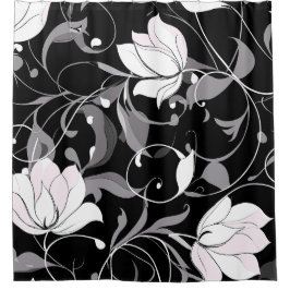 Cortina Para Box Elegante Noir Floral Swirl