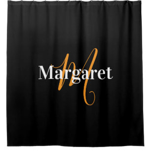 Cortina Para Box Elegante nome personalizado preto e branco