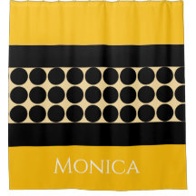 Elegante preto bege e pontos amarelos monograma no