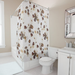 Cortina Para Box Elegante Rosa Castanho bege Floral Toile