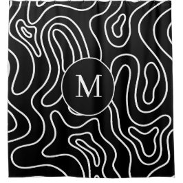 Cortina Para Box Elegante textura geométrica preta e branca persona