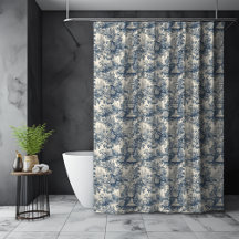 Elegante vintage Monograma azul toile de jouy