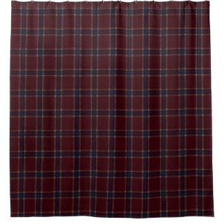 Cortina Para Box Elegante Xadrez Burgundy e Azul Marinho Heritage