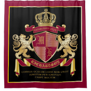 Cortina Para Box Emblema do Lion Dourado Vermelho do Casaco de Arma