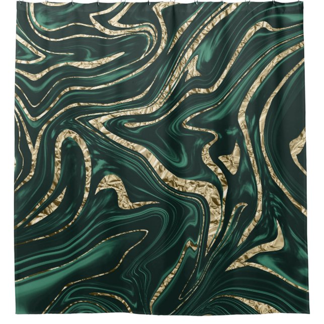 Cortina Para Box Emerald Green Dourado Marble #2 (Foil Faux) (Frente)