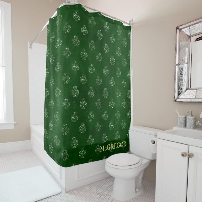 Cortina Para Box Emerald Green Irish Shamrock Luxury Monograma (In Situ)