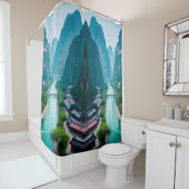 Cortina Para Box Emerald Watts & Mountain Views - Banheiro Cênico