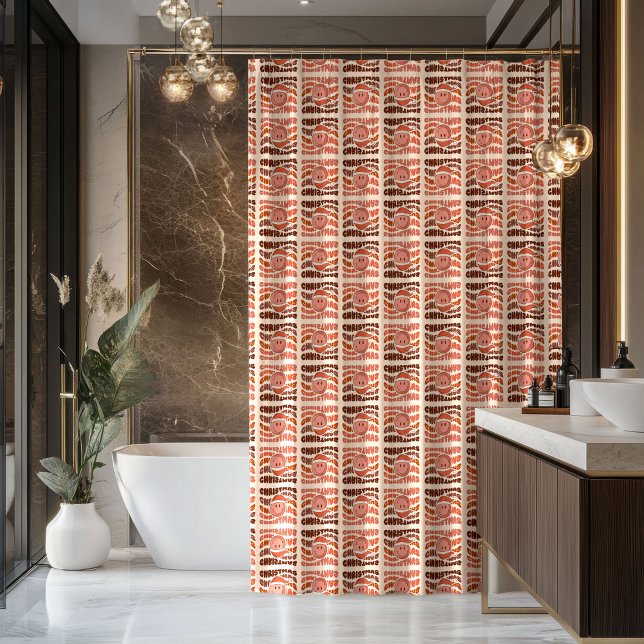 Cortina Para Box Emoticons Sorridentes Groovy Natal Pastel Retro 70 (Pastel Xmas Curtain Groovy Retro Bathroom Accent)