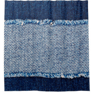 Cortina Para Box Encaixe o quadro do tecido de jeans azuis. Fabr de