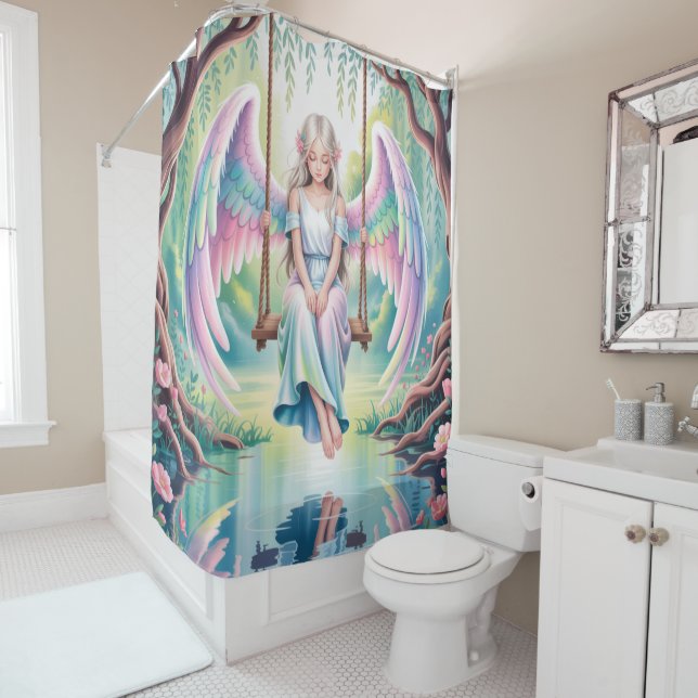 Cortina Para Box Encantando Angel Girl em um balanço (In Situ)