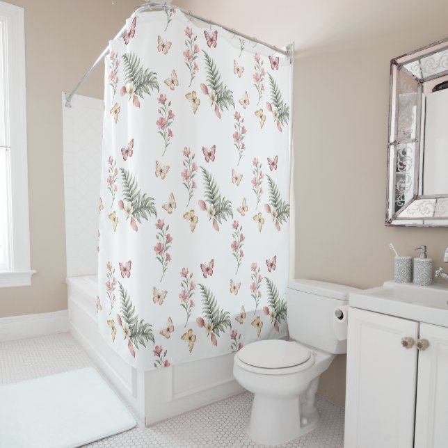 Cortina Para Box Enchanted Butterfly Garden Romantic Floral Pattern (In Situ)