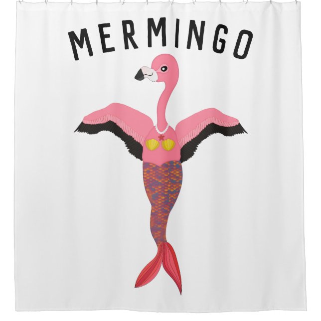 Cortina Para Box Engraçado Mermingo: Cortina de Chá Flamingo-Mermai (Frente)