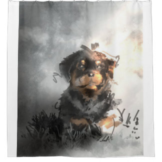 Cortina Para Box Engraçado Rottweiler Presente de Arte Digital