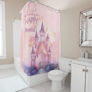 Cortina Para Box Escolher Palácio Feliz na Nuvem Rosa personalizáve