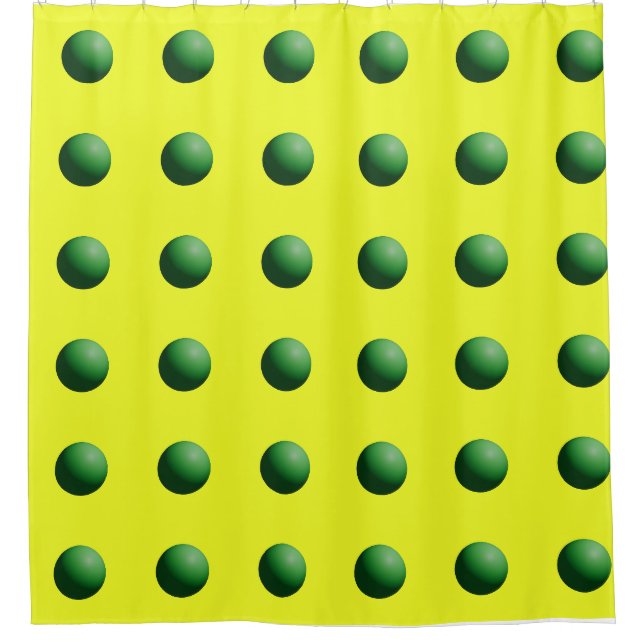 Cortina Para Box Esferas Verdes sobre Amarelo (Frente)
