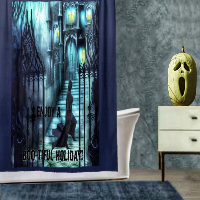 Cortina Para Box Espectro Nas Etapas (Shower in creepy style, with this Spectre On The Steps Shower Curtain!)