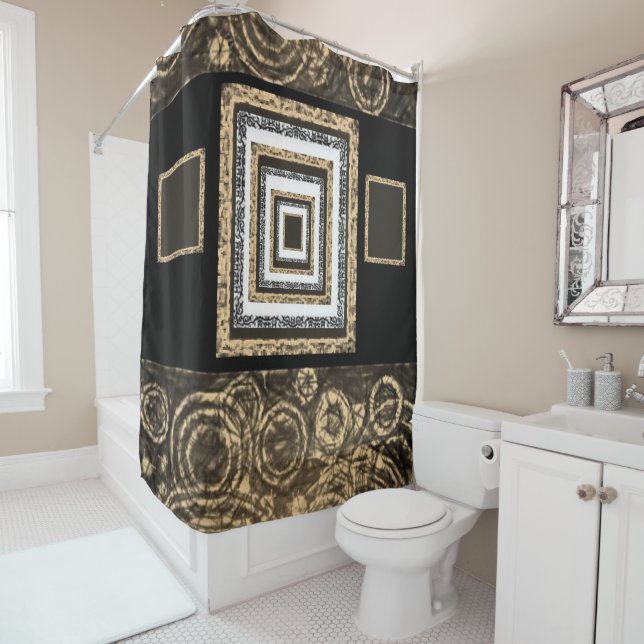 Cortina Para Box Espelhos de cortina de banhos pretos (In Situ)