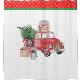 Cortina Para Box Espírito de uma velha árvore de caminhões de Natal